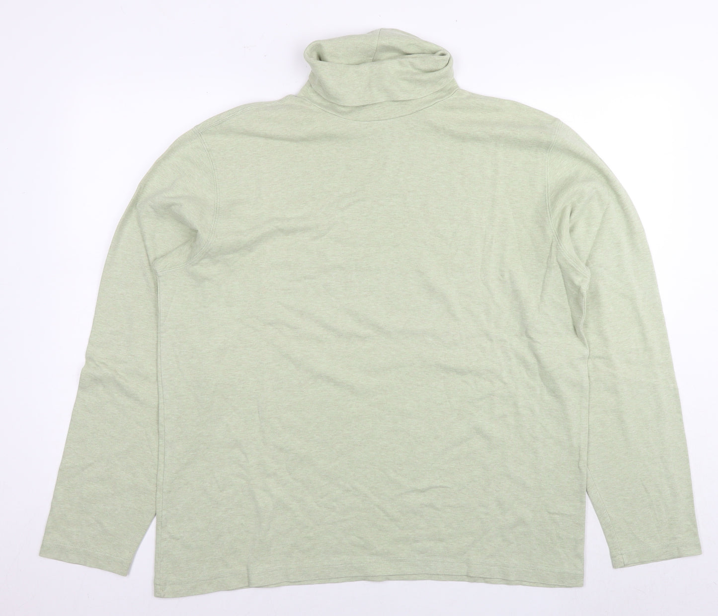 Lands' End Mens Green Polyester T-Shirt Size L Round Neck