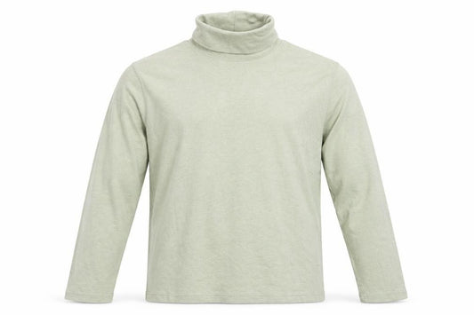 Front view of Lands' End men’s green polyester t-shirt, size L, round neck