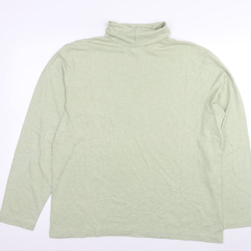 Lands' End Mens Green Polyester T-Shirt Size L Round Neck