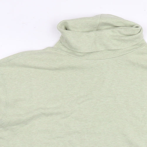 Lands' End Mens Green Polyester T-Shirt Size L Round Neck