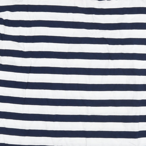 Joules Womens White Striped Cotton Basic T-Shirt Size 16 Round Neck