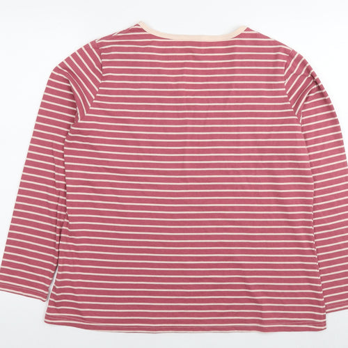 Damart Womens Red Striped Polyester Basic T-Shirt Size 18 V-Neck - Size 18-20