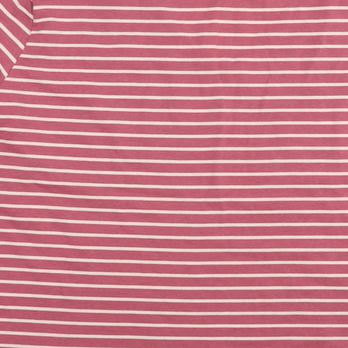 Damart Womens Red Striped Polyester Basic T-Shirt Size 18 V-Neck - Size 18-20