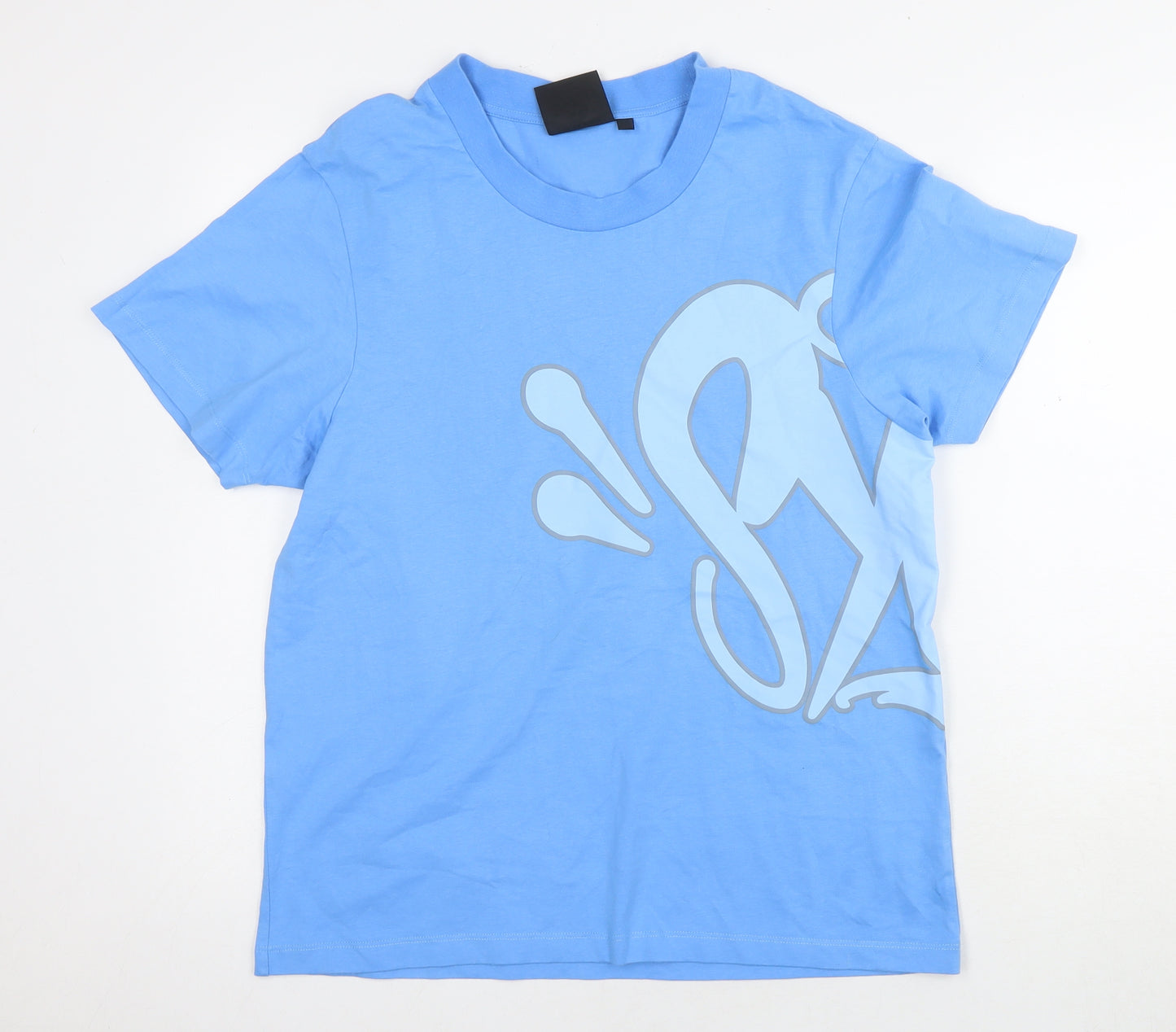 Synah Mens Grey Cotton T-Shirt Size S Round Neck - Logo