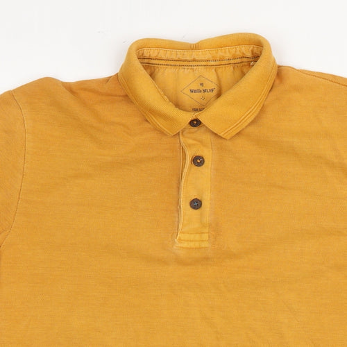 White Stuff Mens Yellow Cotton Polo Size S Collared Pullover