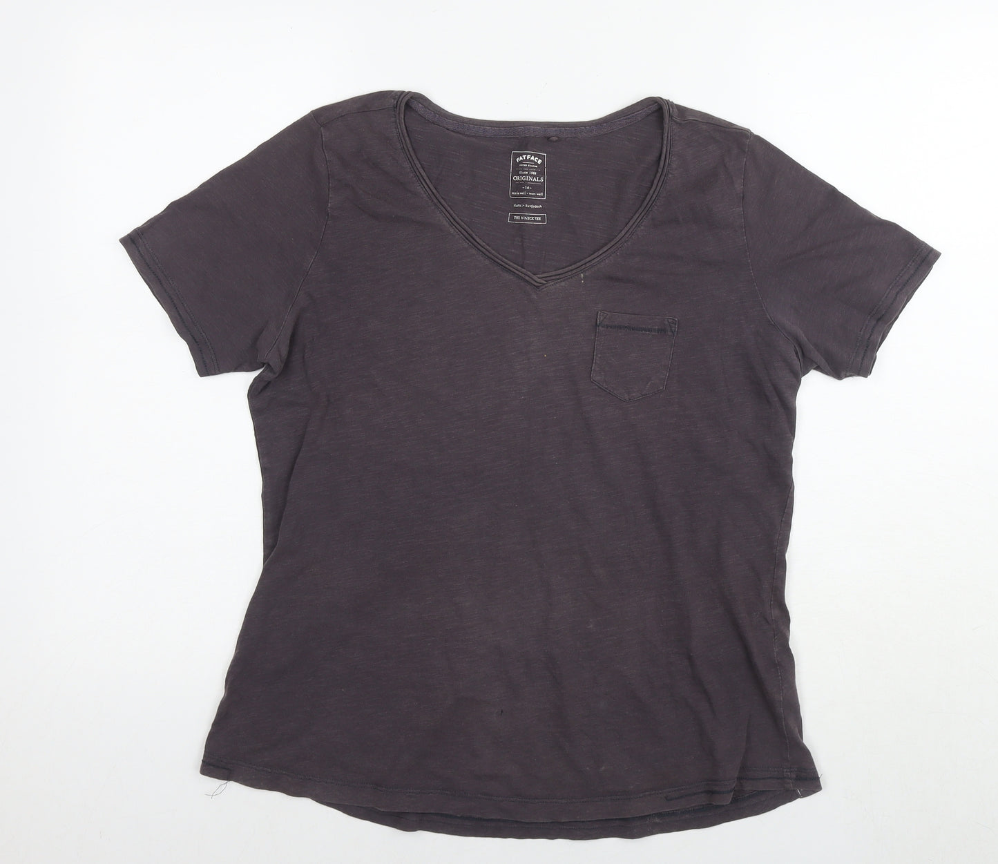 Fat Face Womens Brown Cotton Basic T-Shirt Size 16 Collared