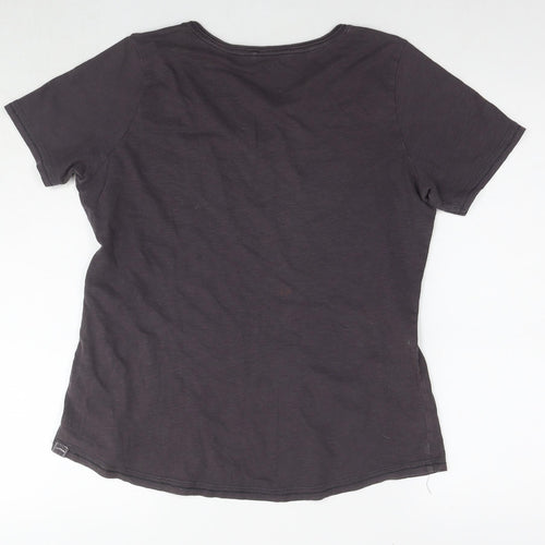 Fat Face Womens Brown Cotton Basic T-Shirt Size 16 Collared