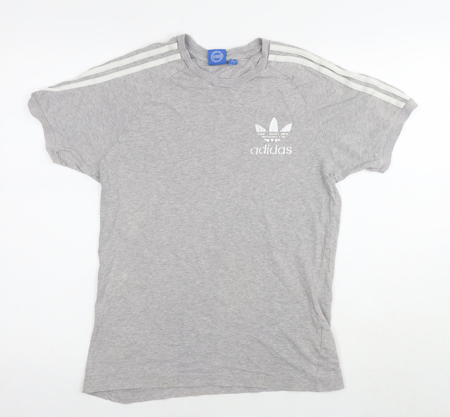 adidas Mens Grey Cotton T-Shirt Size S Round Neck