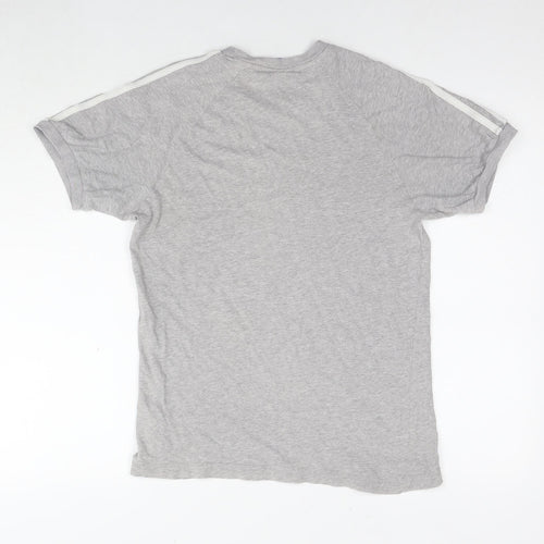 adidas Mens Grey Cotton T-Shirt Size S Round Neck