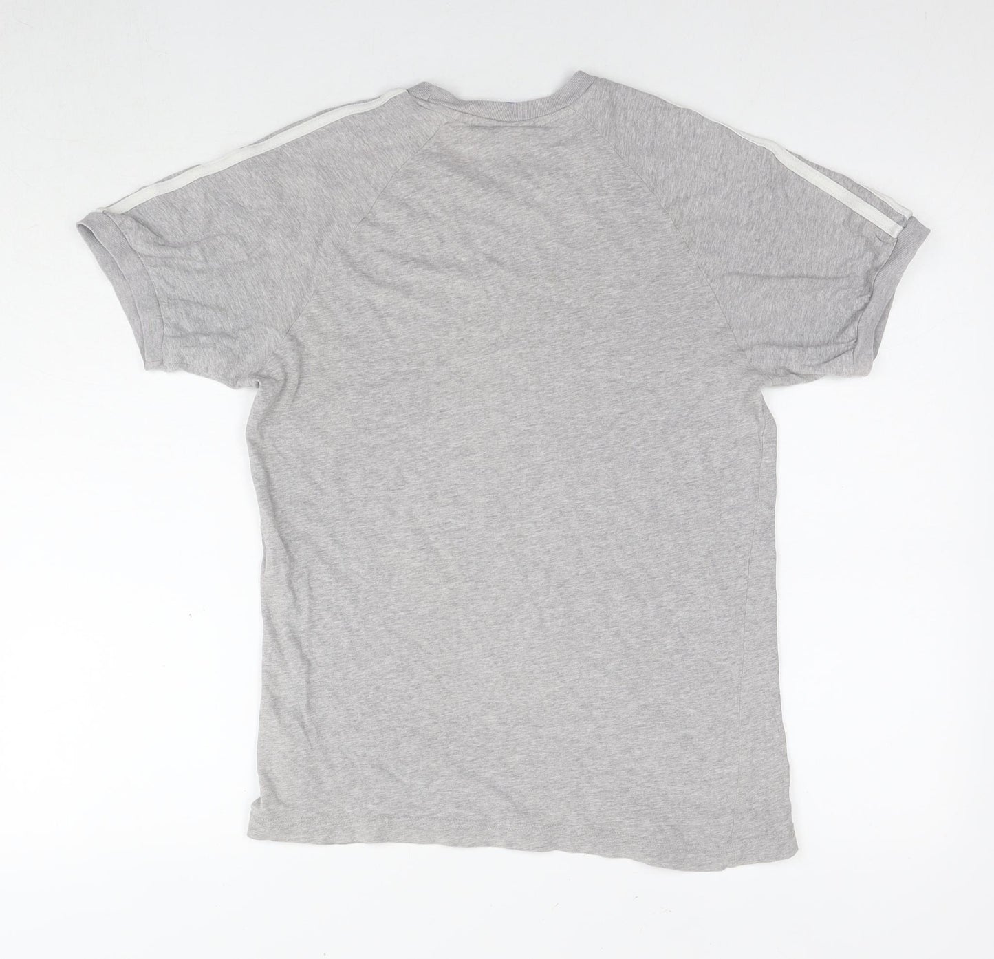 adidas Mens Grey Cotton T-Shirt Size S Round Neck