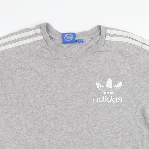 adidas Mens Grey Cotton T-Shirt Size S Round Neck