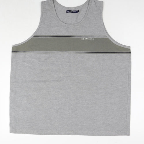 U.S Athletic Mens Grey Cotton T-Shirt Size M Round Neck