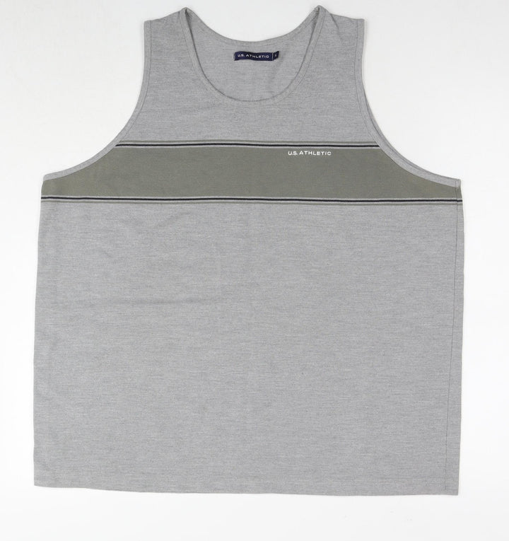 U.S Athletic Mens Grey Cotton T-Shirt Size M Round Neck