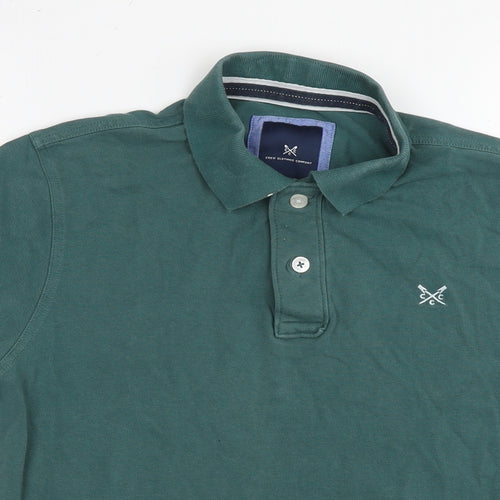 Crew Clothing Mens Green Cotton Polo Size XS Collared Pullover