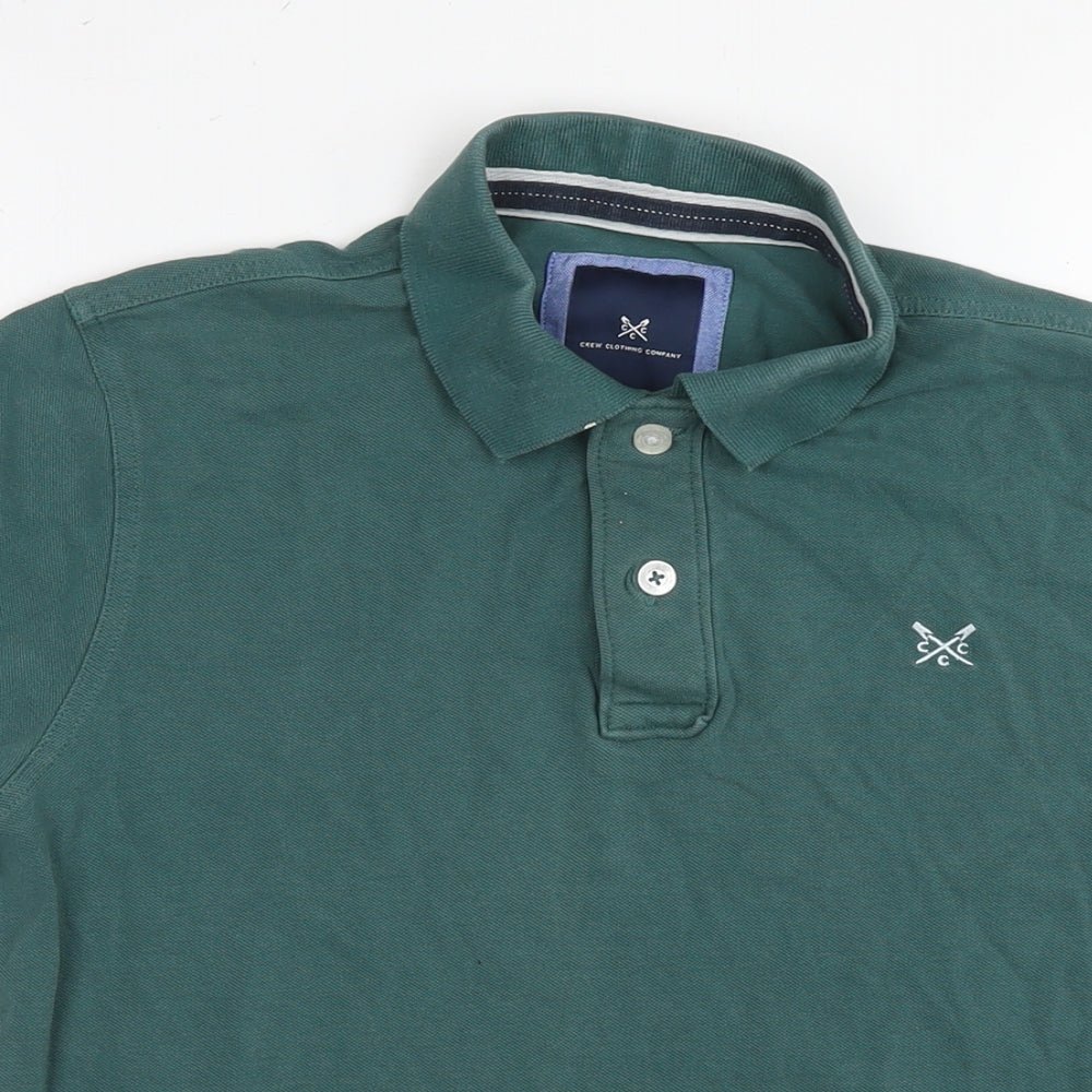 Crew Clothing Mens Green Cotton Polo Size XS Collared Pullover