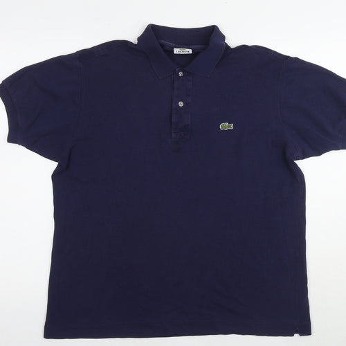 Lacoste Mens Blue Cotton Polo Size L Collared Pullover - Label Size 5