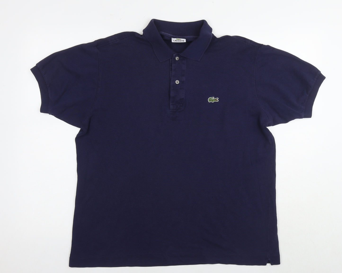 Lacoste Mens Blue Cotton Polo Size L Collared Pullover - Label Size 5