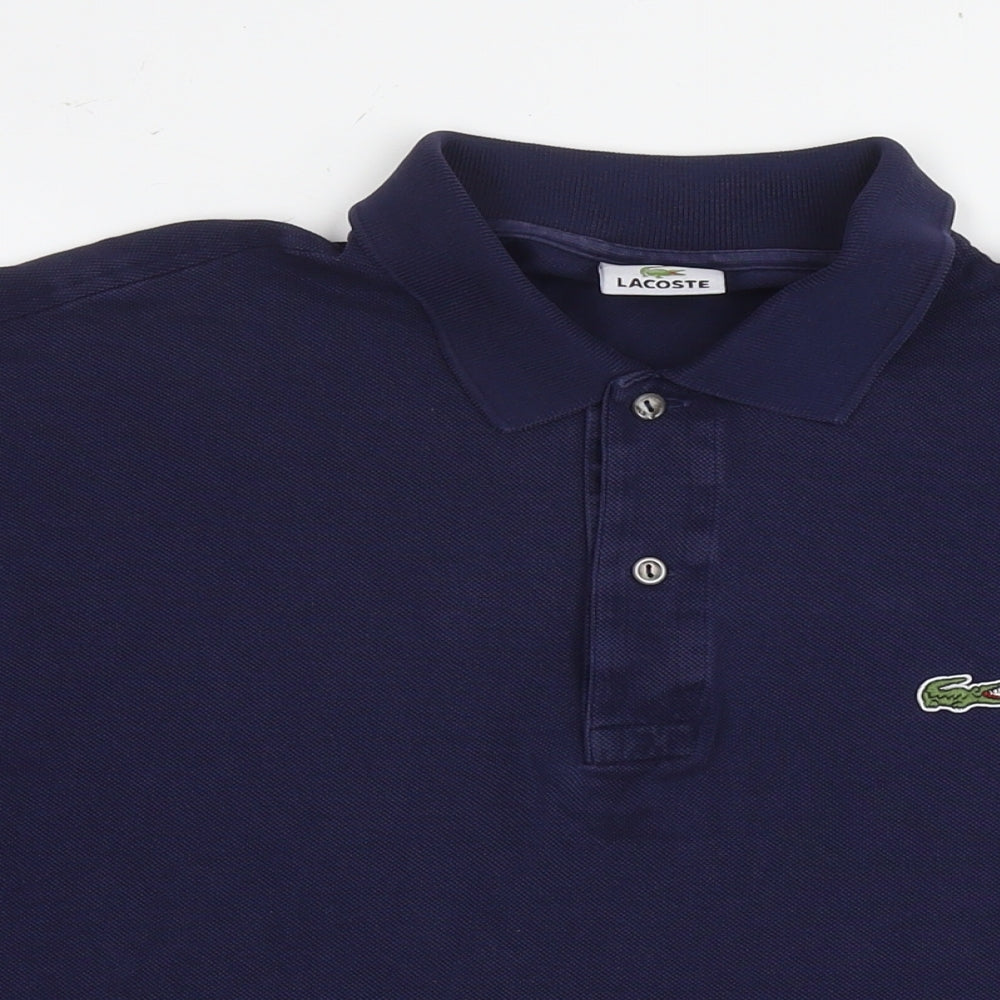 Lacoste Mens Blue Cotton Polo Size L Collared Pullover - Label Size 5