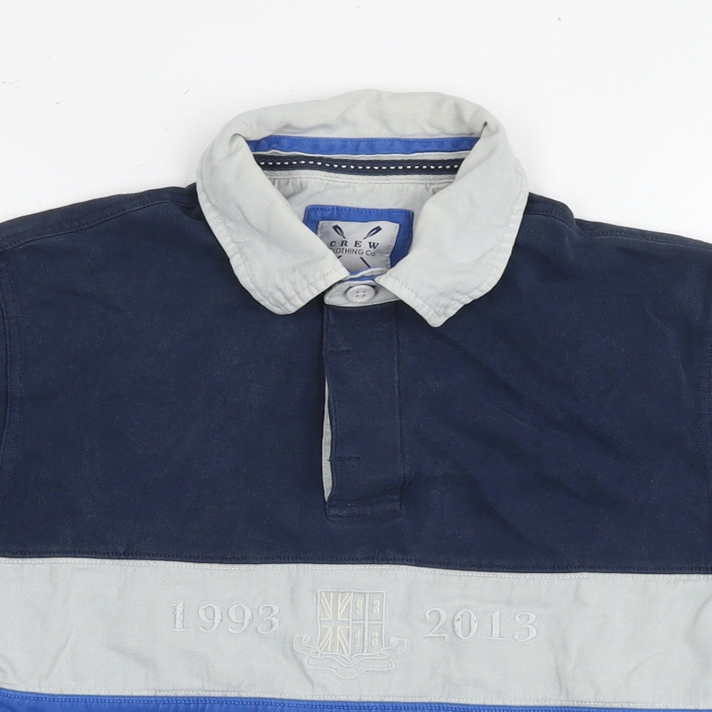 Crew Clothing Mens Blue Cotton Polo Size S Collared Pullover