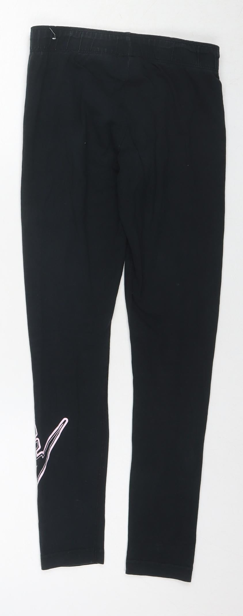 Nike Girls Black Cotton Pedal Pusher Trousers Size 9-10 Years L23 in Regular Pullover