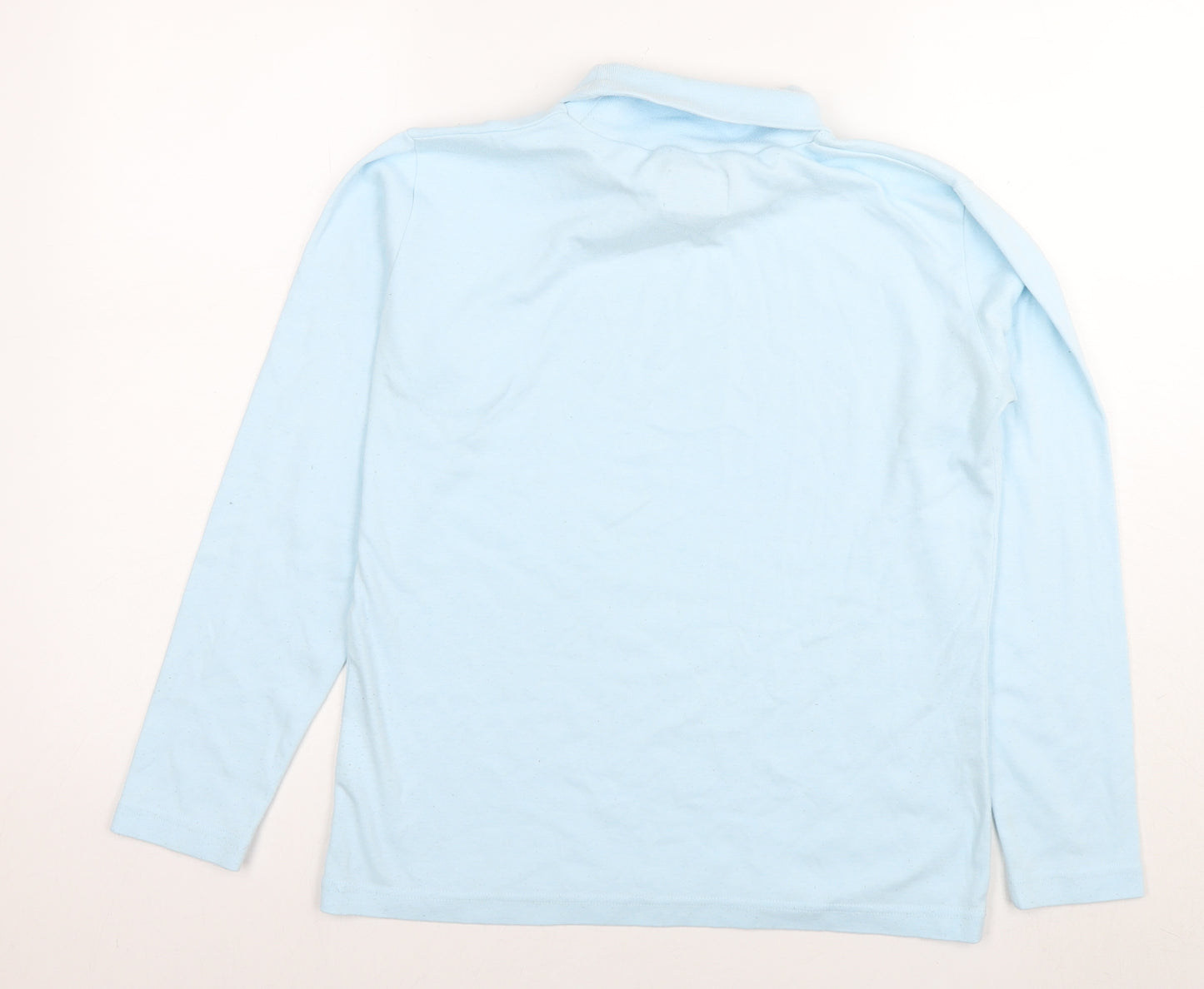 Palm Grove Womens Blue Cotton Basic T-Shirt Size 12 Roll Neck