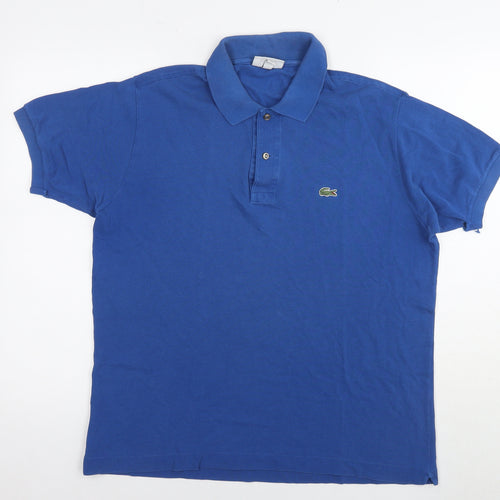 Lacoste Mens Blue Cotton Polo Size L Collared Pullover