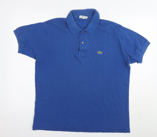 Lacoste Mens Blue Cotton Polo Size L Collared Pullover