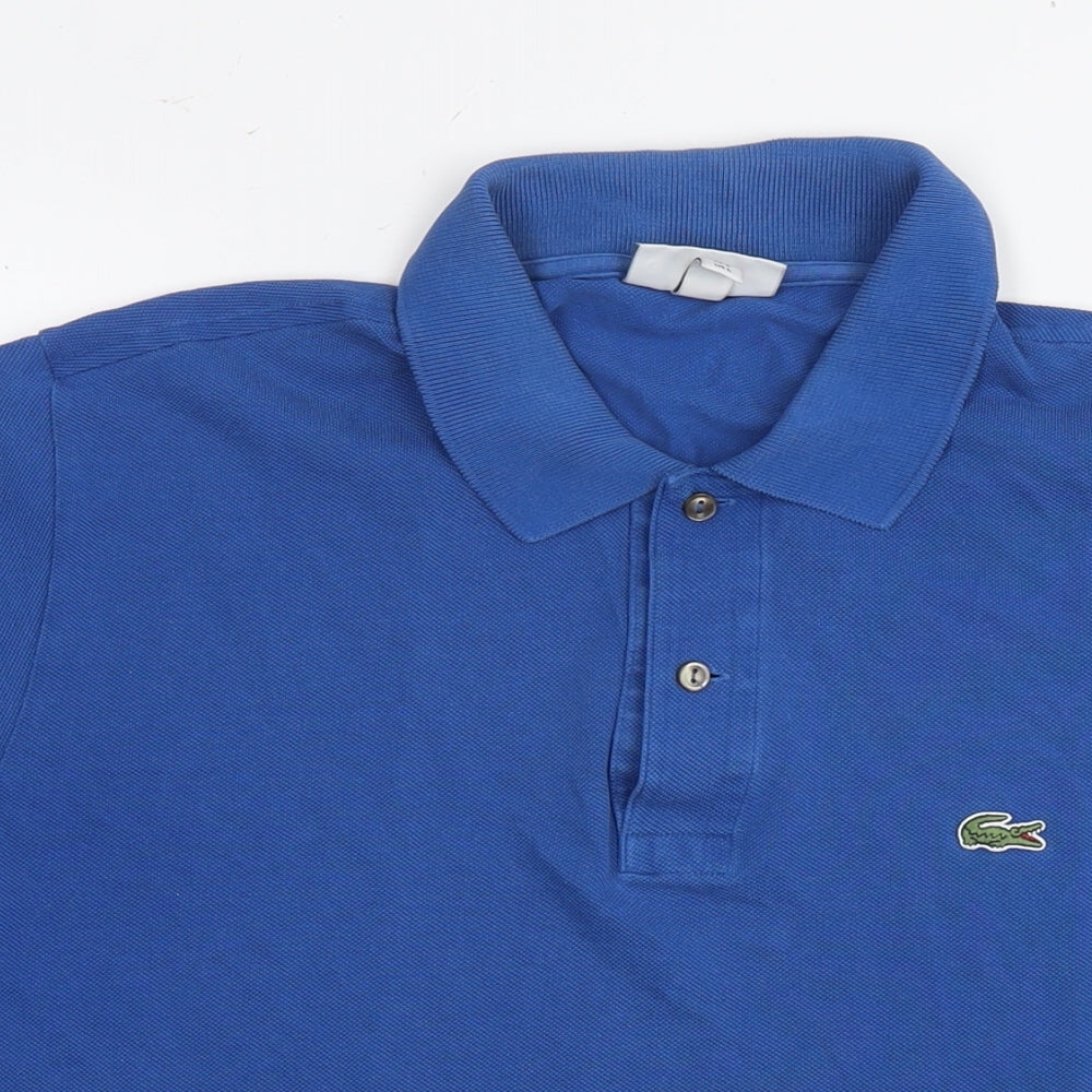 Lacoste Mens Blue Cotton Polo Size L Collared Pullover