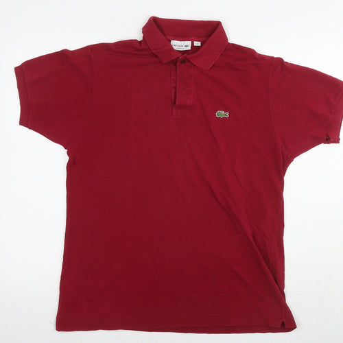 Lacoste Mens Red Cotton Polo Size L Collared Pullover