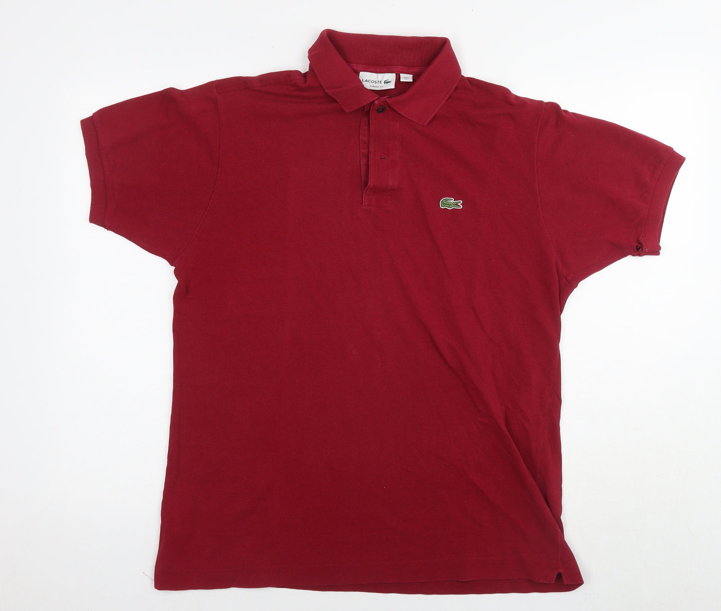 Lacoste Mens Red Cotton Polo Size L Collared Pullover