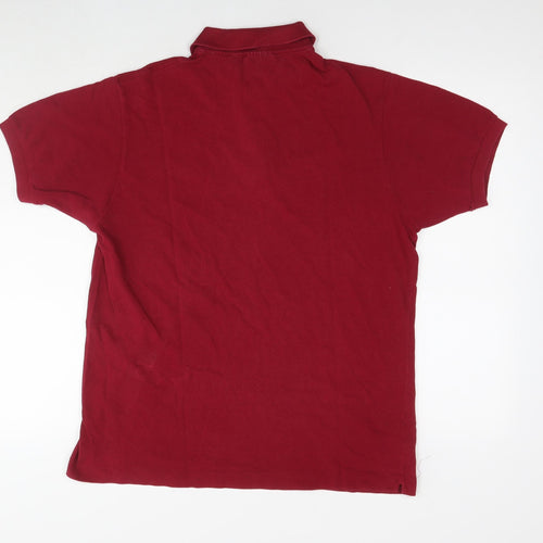 Lacoste Mens Red Cotton Polo Size L Collared Pullover