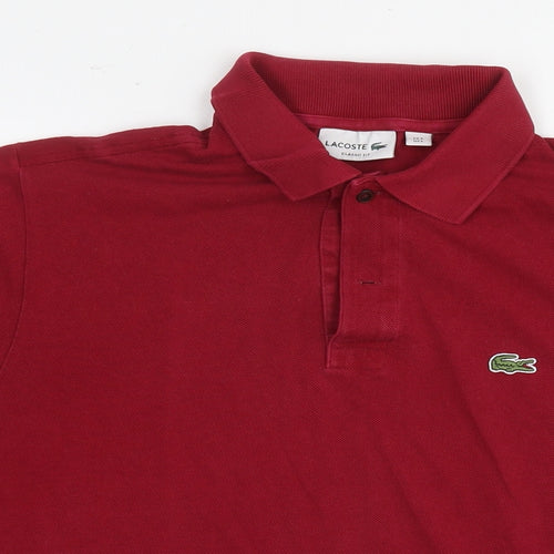 Lacoste Mens Red Cotton Polo Size L Collared Pullover