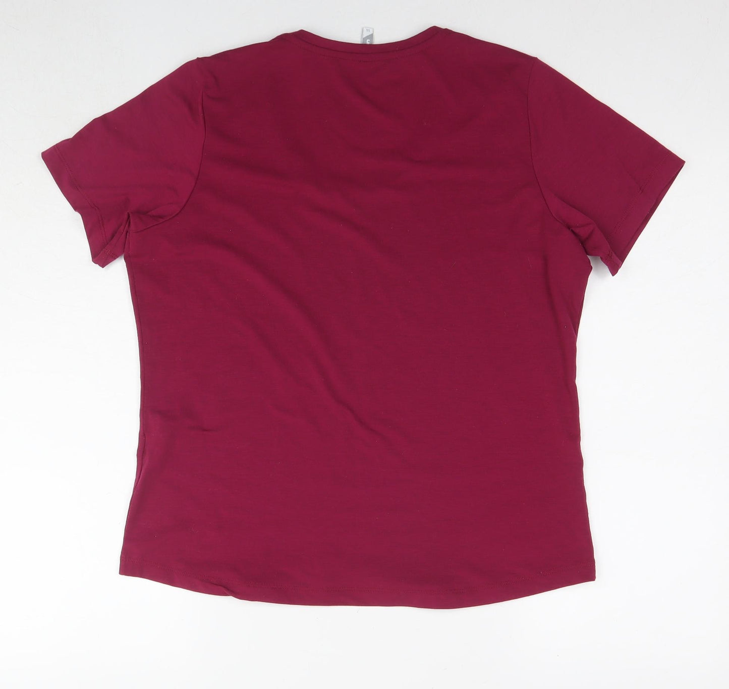 Rohan Womens Purple Polyester Basic T-Shirt Size 14 V-Neck