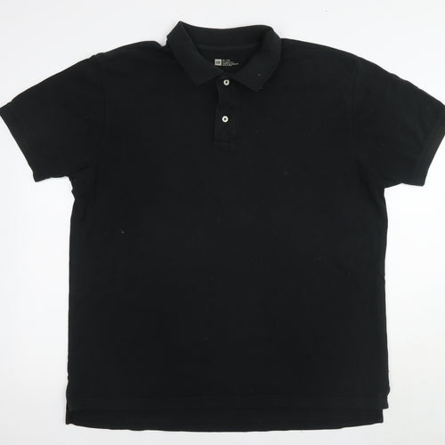 Gap Mens Black Cotton Polo Size XL Collared Pullover