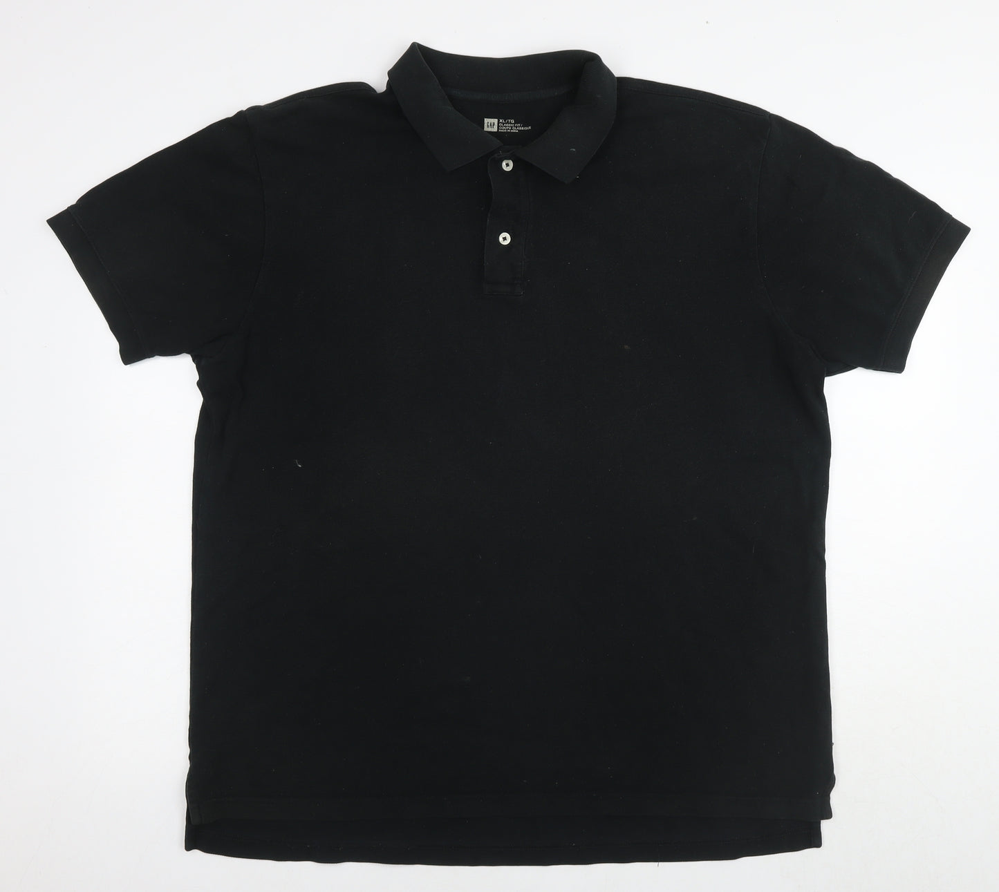 Gap Mens Black Cotton Polo Size XL Collared Pullover