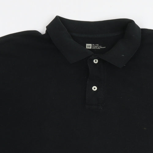 Gap Mens Black Cotton Polo Size XL Collared Pullover