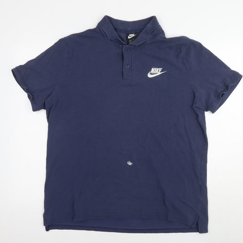 Nike Mens Blue Cotton Polo Size XL Collared Pullover