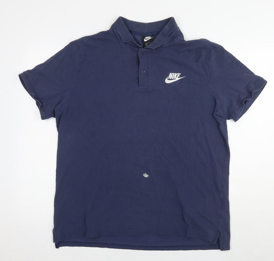 Nike Mens Blue Cotton Polo Size XL Collared Pullover