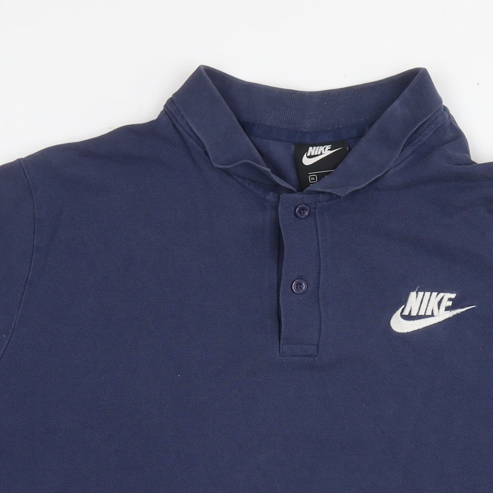 Nike Mens Blue Cotton Polo Size XL Collared Pullover