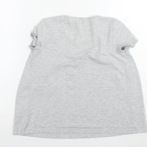 Gap Girls Grey Polyester Basic T-Shirt Size 10-11 Years Round Neck Pullover