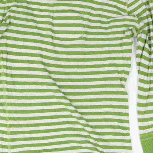 Abercrombie & Fitch Womens Green Striped Cotton Basic T-Shirt Size S Round Neck