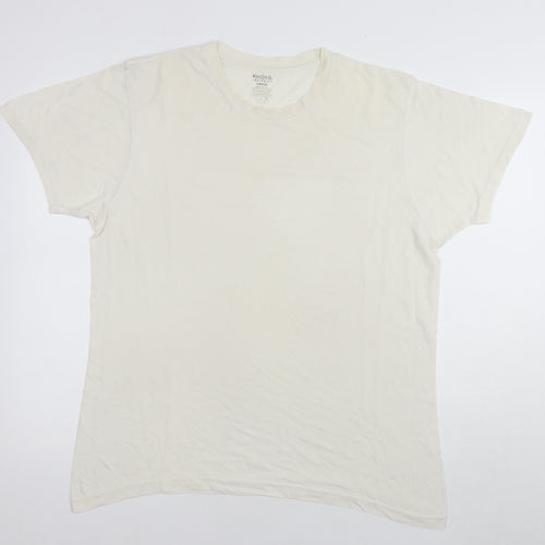 Reebok Mens White Cotton T-Shirt Size L Round Neck