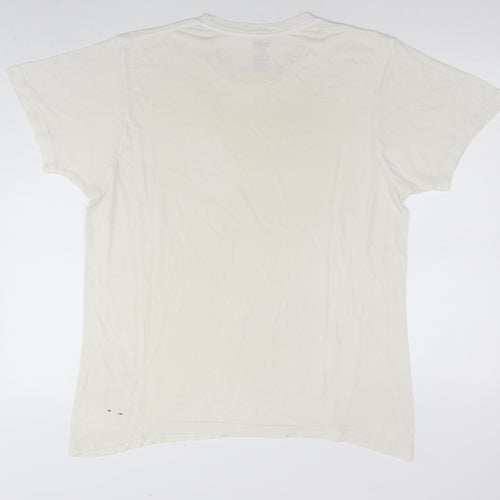 Reebok Mens White Cotton T-Shirt Size L Round Neck