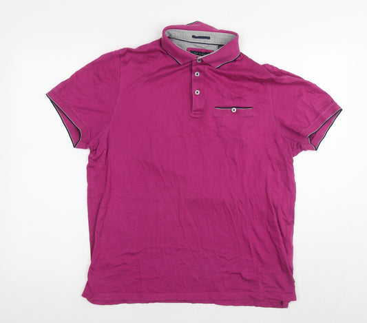 Ted Baker Mens Purple Cotton Polo Size XL Collared Pullover