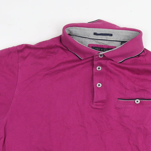 Ted Baker Mens Purple Cotton Polo Size XL Collared Pullover