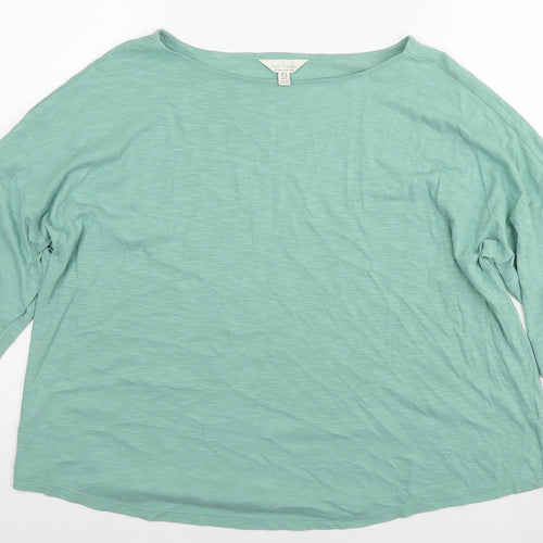 Seasalt Womens Green Cotton Basic T-Shirt Size 16 Boat Neck