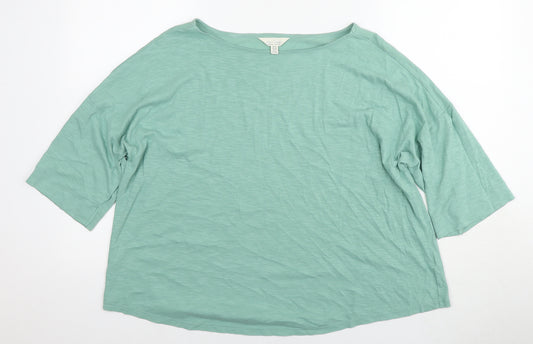 Seasalt Womens Green Cotton Basic T-Shirt Size 16 Boat Neck