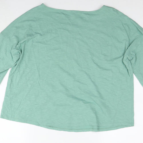 Seasalt Womens Green Cotton Basic T-Shirt Size 16 Boat Neck