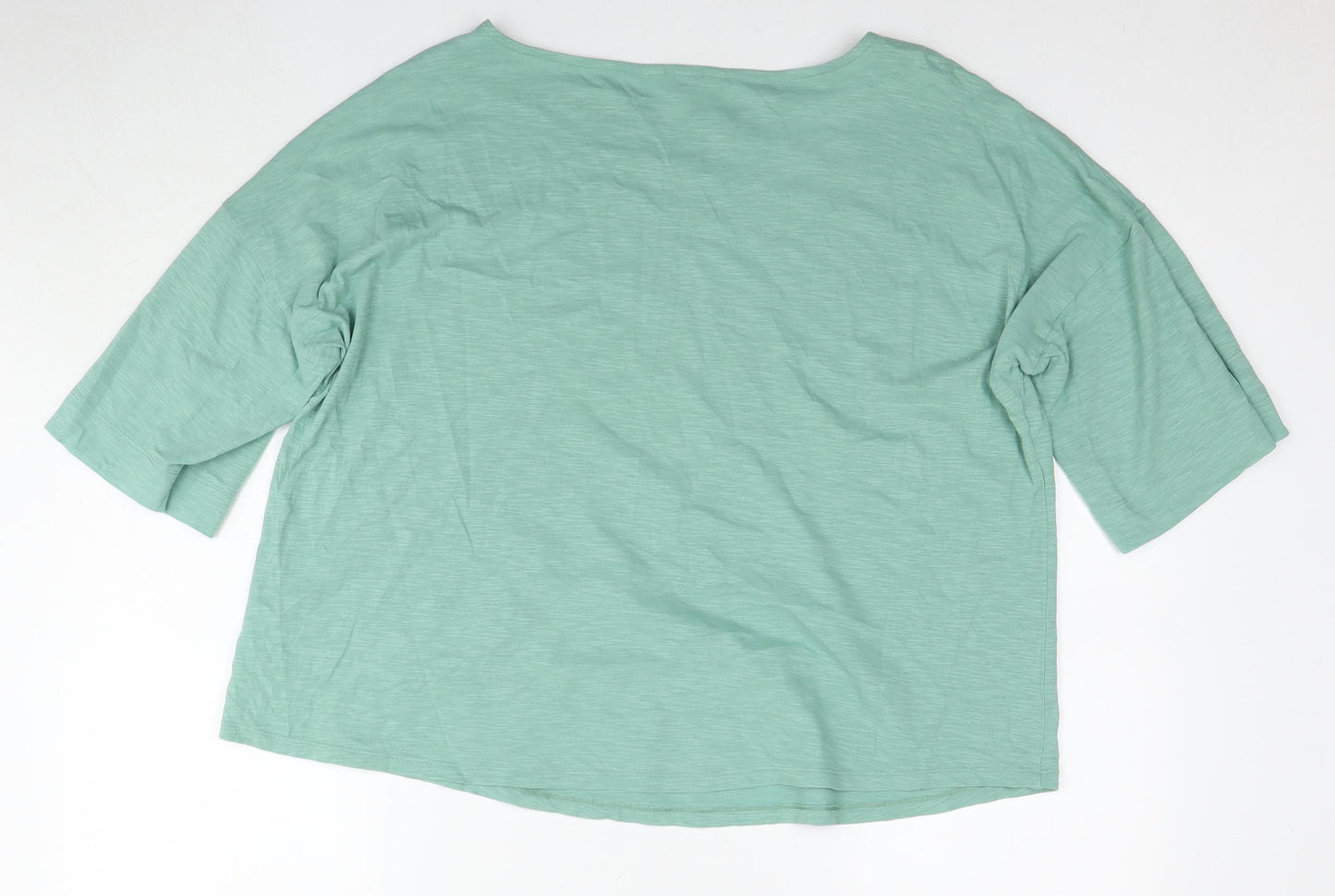 Seasalt Womens Green Cotton Basic T-Shirt Size 16 Boat Neck