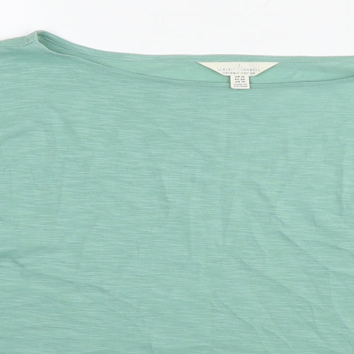 Seasalt Womens Green Cotton Basic T-Shirt Size 16 Boat Neck